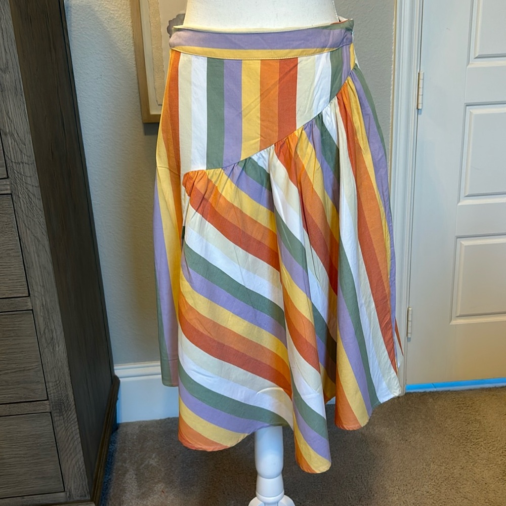 Mossimo Supply Co.: Pastel Striped Knee Length Skirt, Size Small - Picture 1 of 8